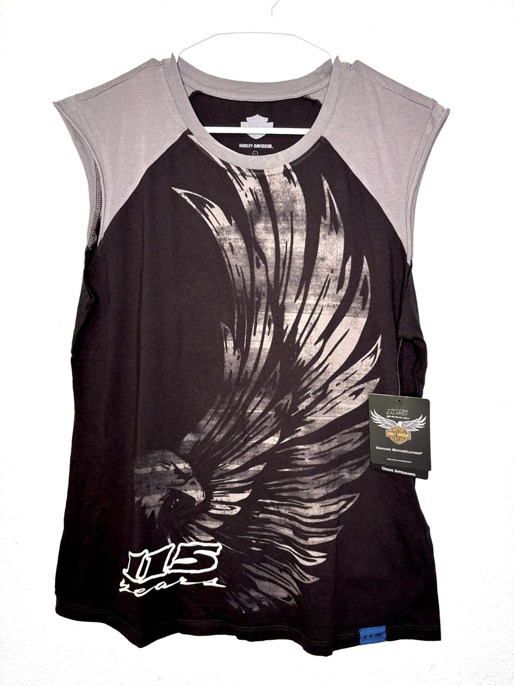 Harley Davidson NWT Eagle Wing Graphic Muscle Tee 115 Year Anniversary L